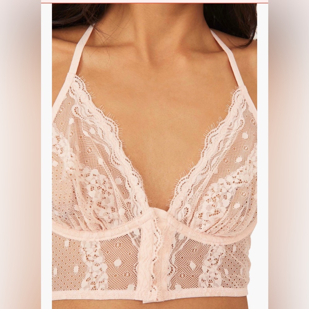 Free People lace longline underwire bra - sweetheart sunrise